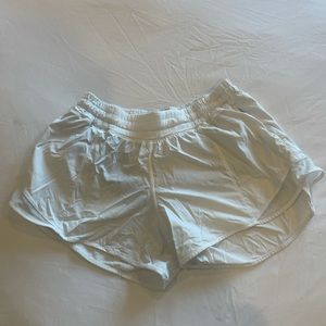 Lululemon White Speed High Waisted Shorts 4”